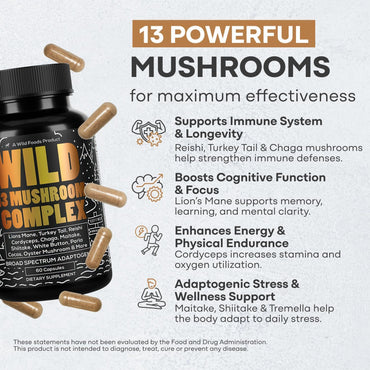 Wild Food: 13 Mushroom Complex With Lion's Mane & Cordyceps (30 servings)