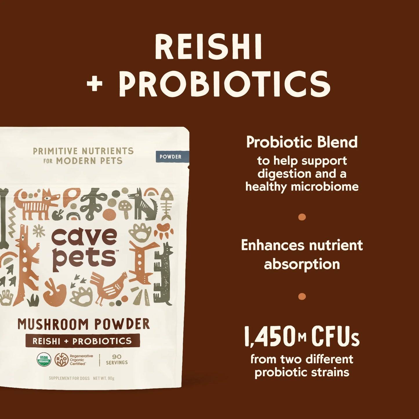 Mushroom Powder: Reishi + Probiotics (90 servings)