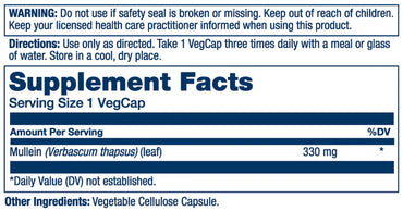 Solaray - Mullein NG V (330mg 100ct)