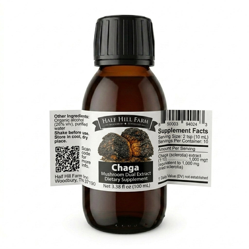 トクチャ(Thokcha)黒② Chaga Mushroom Liquid Dual Extract- 100% Fruiting Body | Half Hill