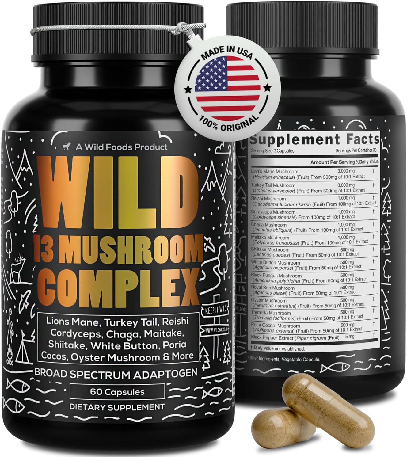 Wild Food: 13 Mushroom Complex With Lion's Mane & Cordyceps (30 servings)