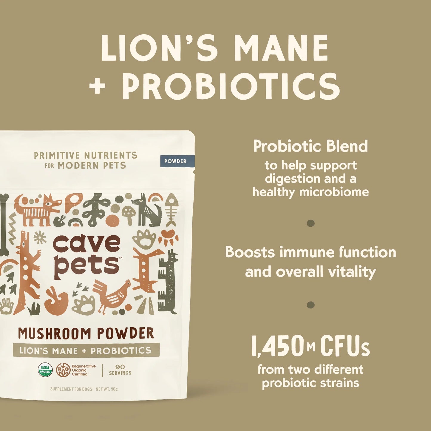 Mushroom Powder: Lion's Mane + Probiotics (90 servings)