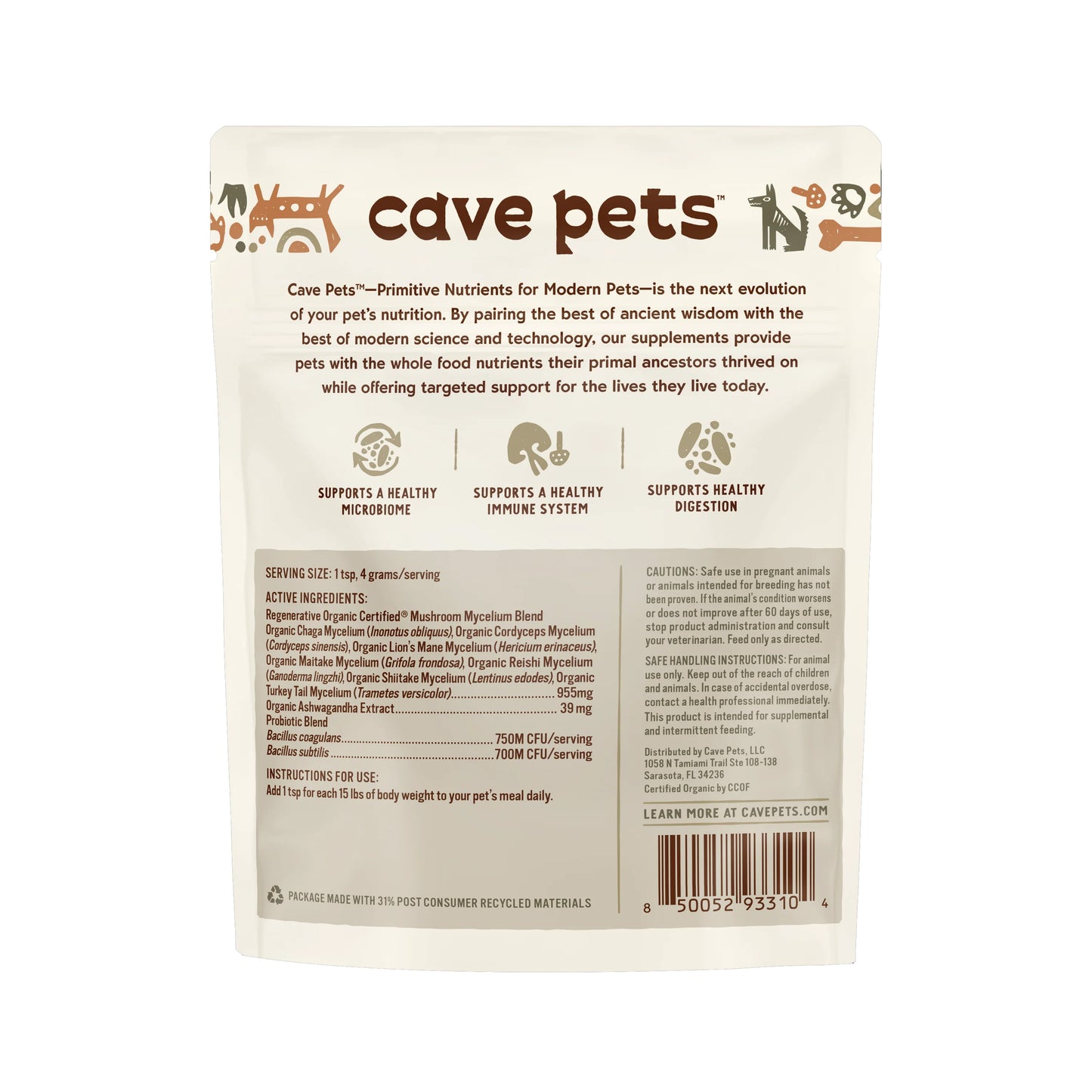 Cave Pets Mushroom Powder: Multi-Shroom + Probiotics