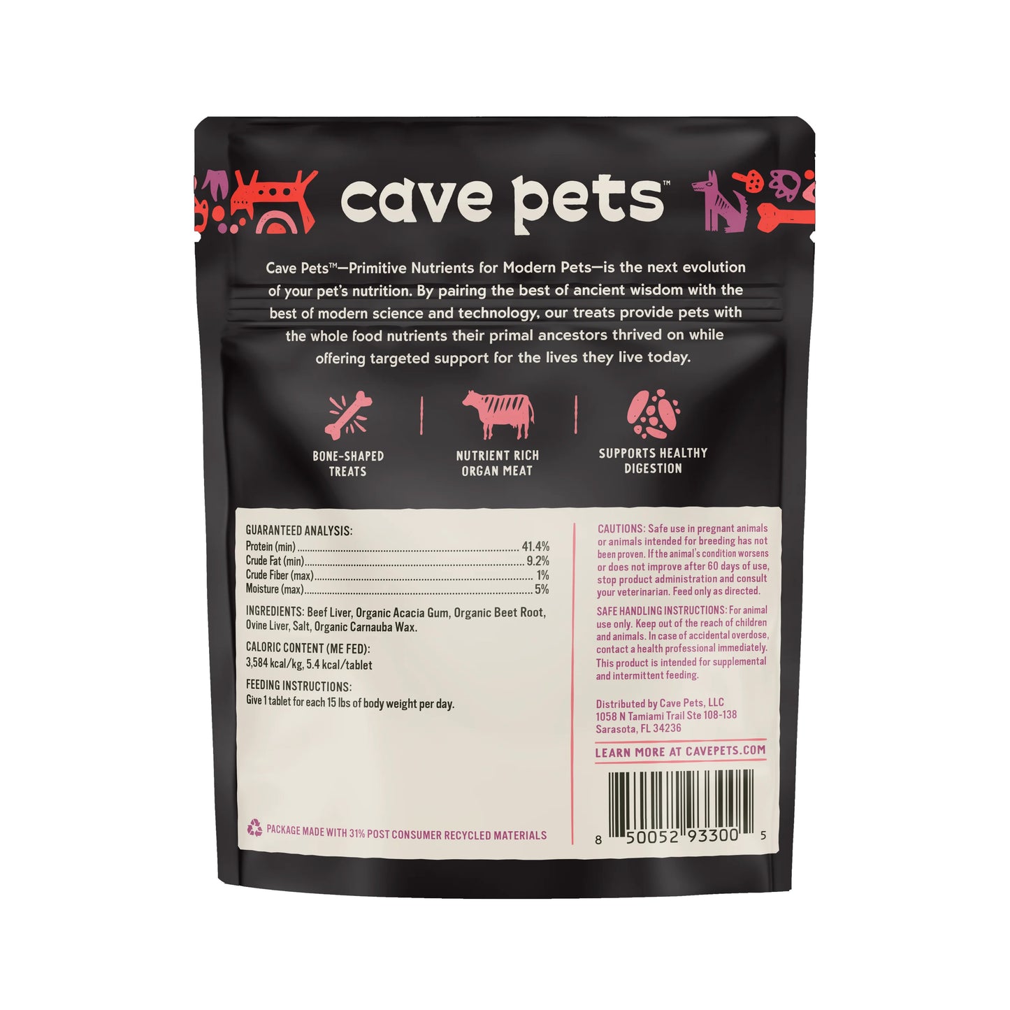 Cave Pets Super Chomp Treats: Liver + Beet (60 servings)