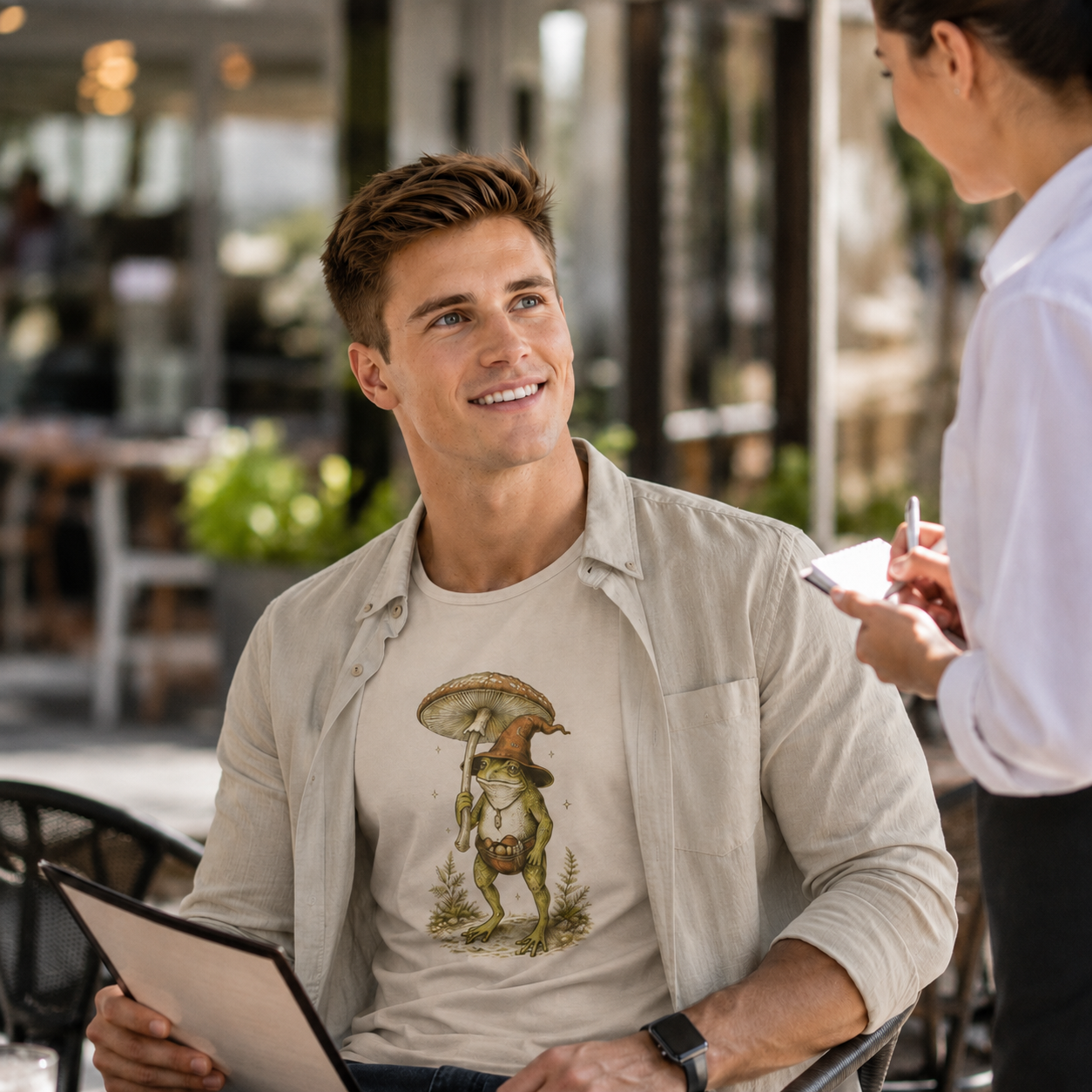 Frog Wizard with Shiitake Mushroom Umbrella T-Shirt