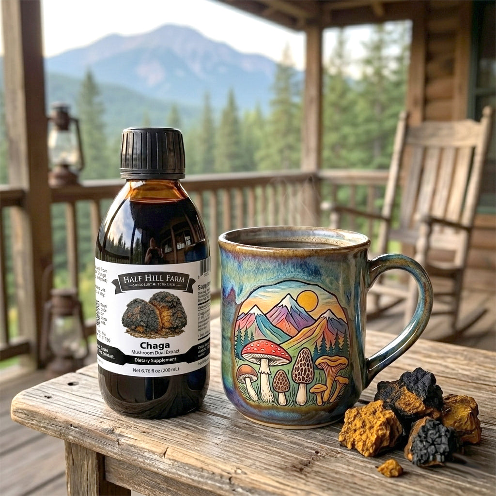 Chaga Mushroom Tincture | Chaga Mushroom Dual Extract – Half Hill Farm