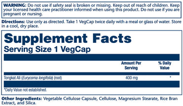 Solaray - Tongkat Ali 400mg (60 vegcaps)